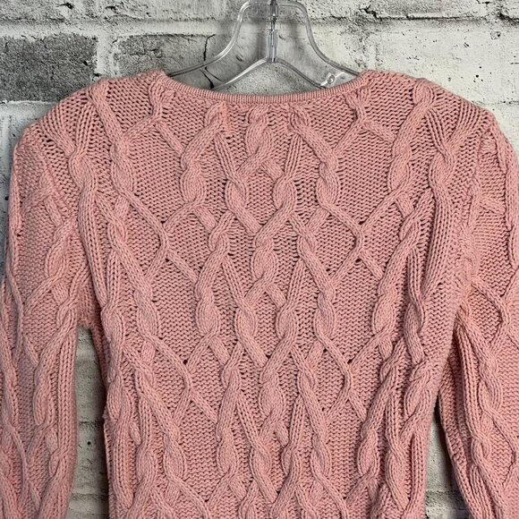 Vintage 90's Jessica Sport All Over Cable Knit V-Neck Pink Sweater - Picture 6 of 9